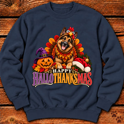 Happy Hallothanksmas German Shepherd Turkey Sweatshirt