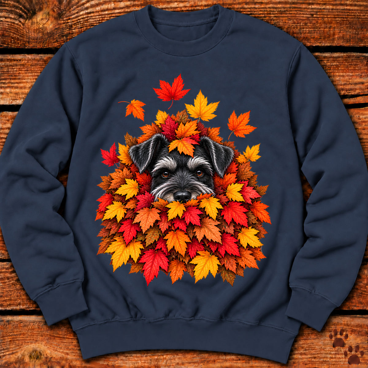Schnauzer Leaf Pile Crewneck