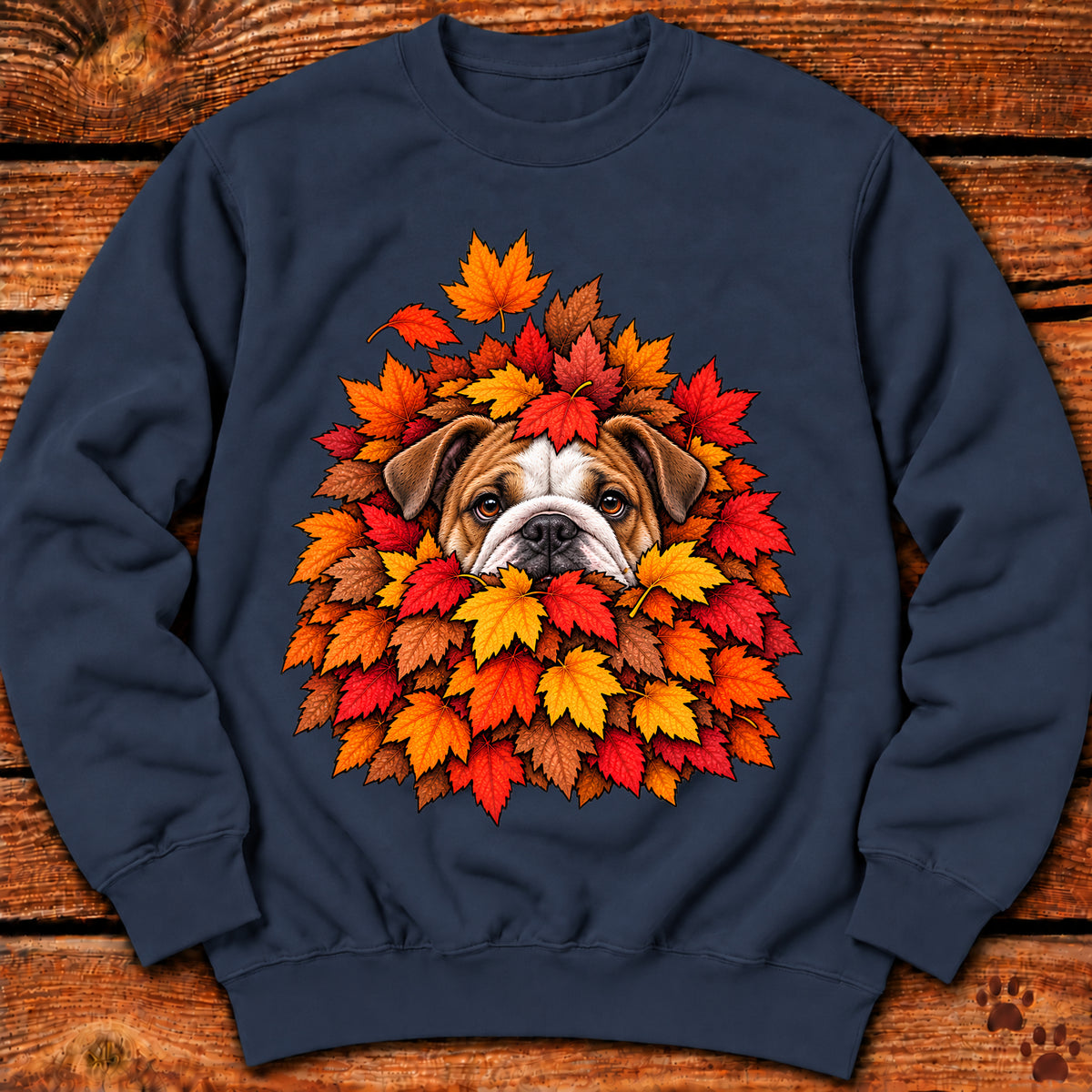 Bulldog Leaf Pile Crewneck