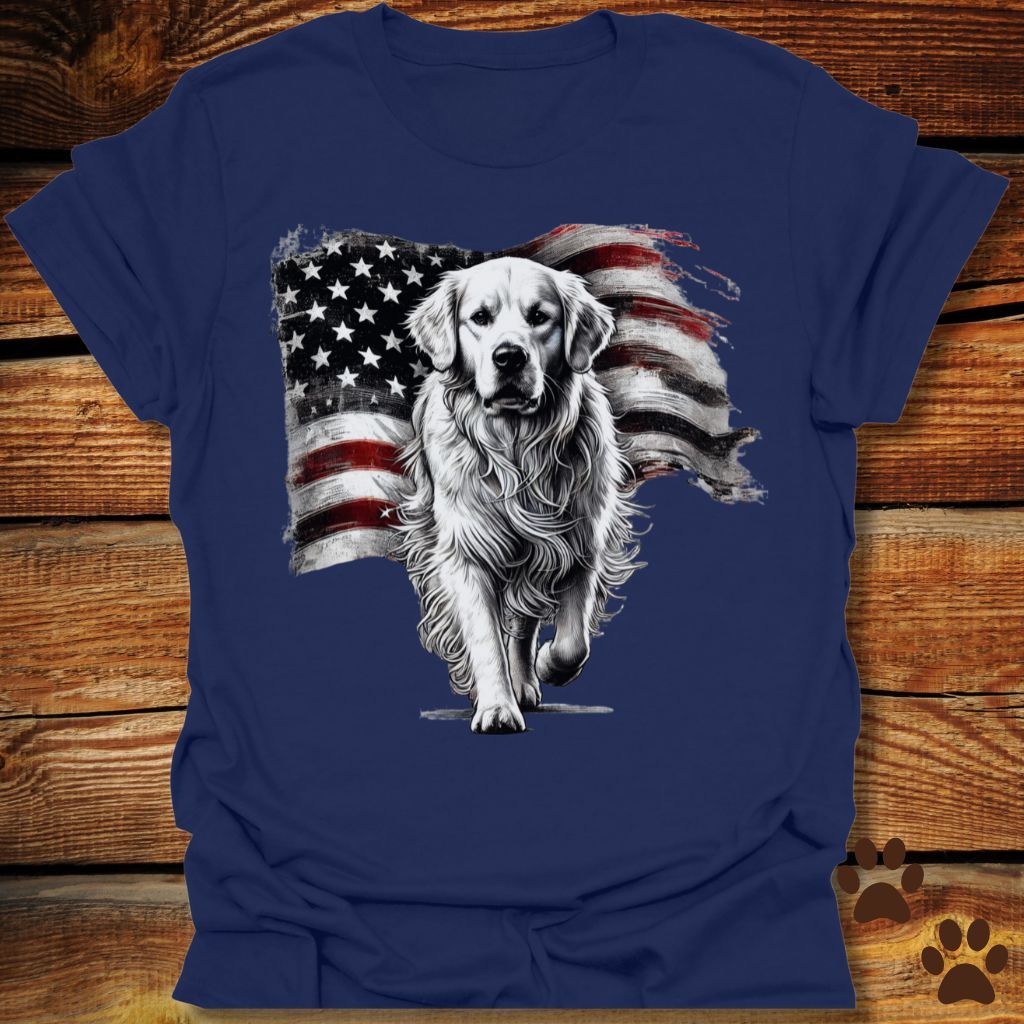 Golden Retriever American Flag Shirt
