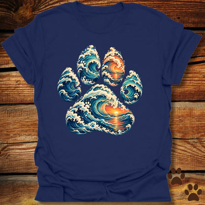 Ocean Sunset Wave Paw T-Shirt