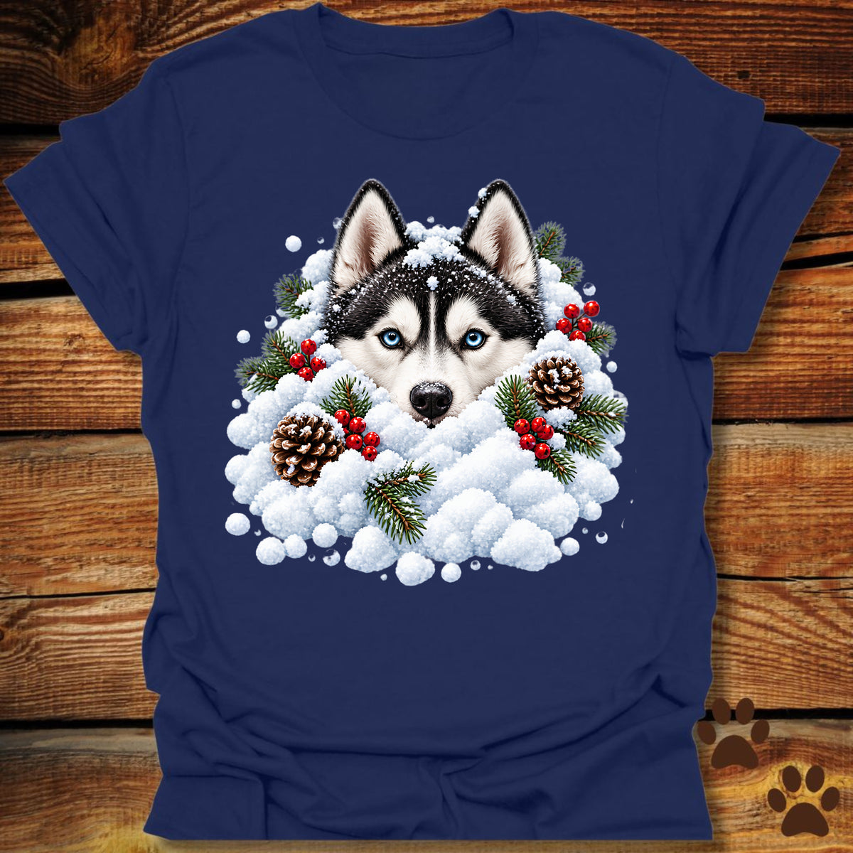 Husky Snowbank T-Shirt - Front & Back Print