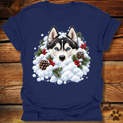 Husky Snowbank T-Shirt - Front & Back Print