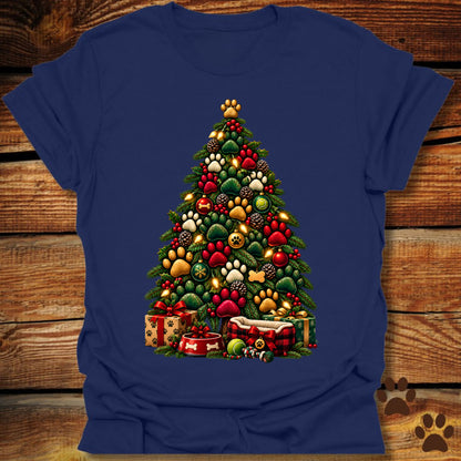 Dog Paw Christmas Tree T-Shirt