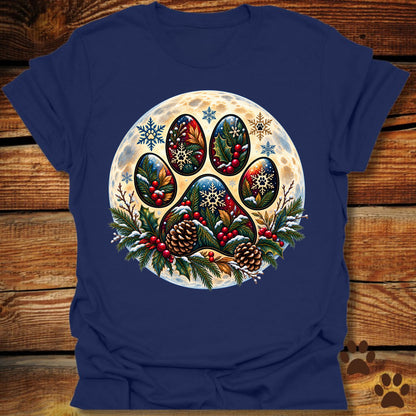 Dog Paw Christmas Moon T-Shirt