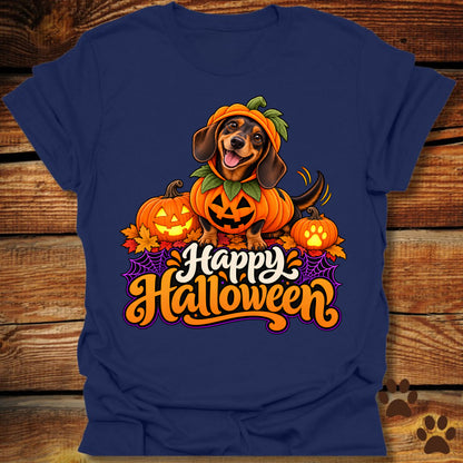 "Happy Halloween" Dachshund Pumpkin T-Shirt
