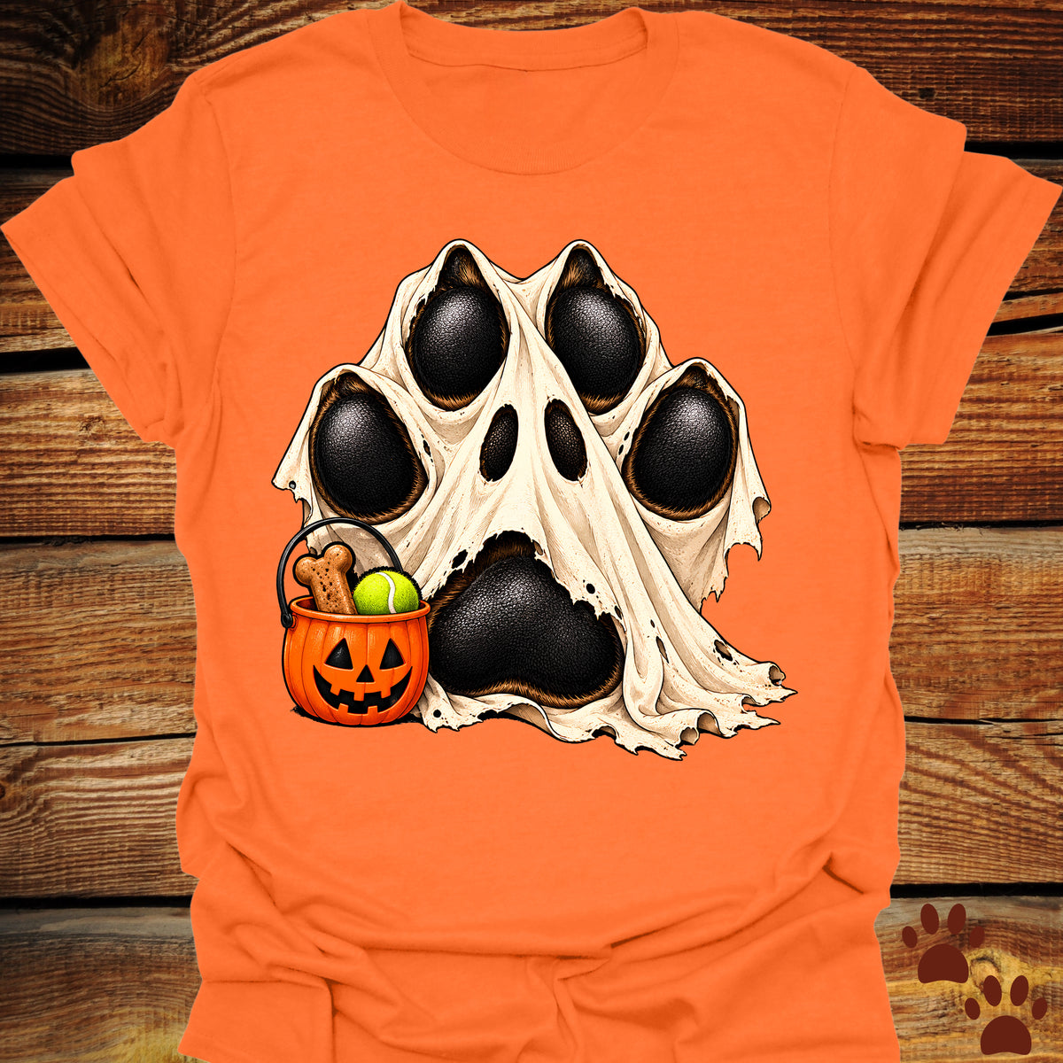 Ghost Paw Print Halloween T-Shirt