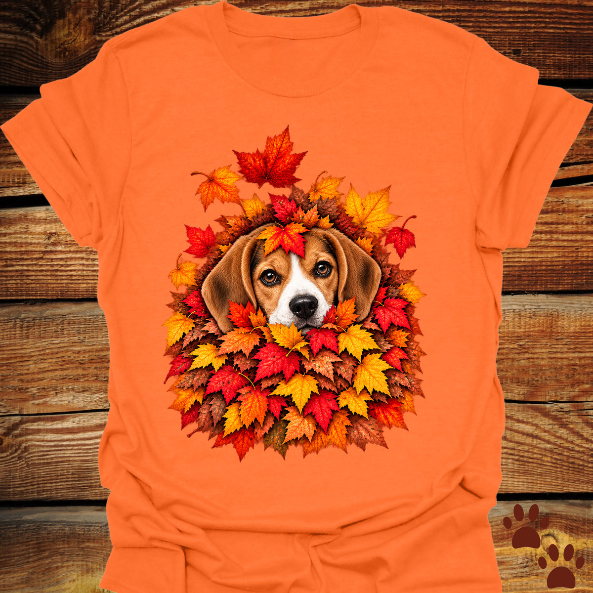 Beagle Leaf Pile T-Shirt - Front & Back Print