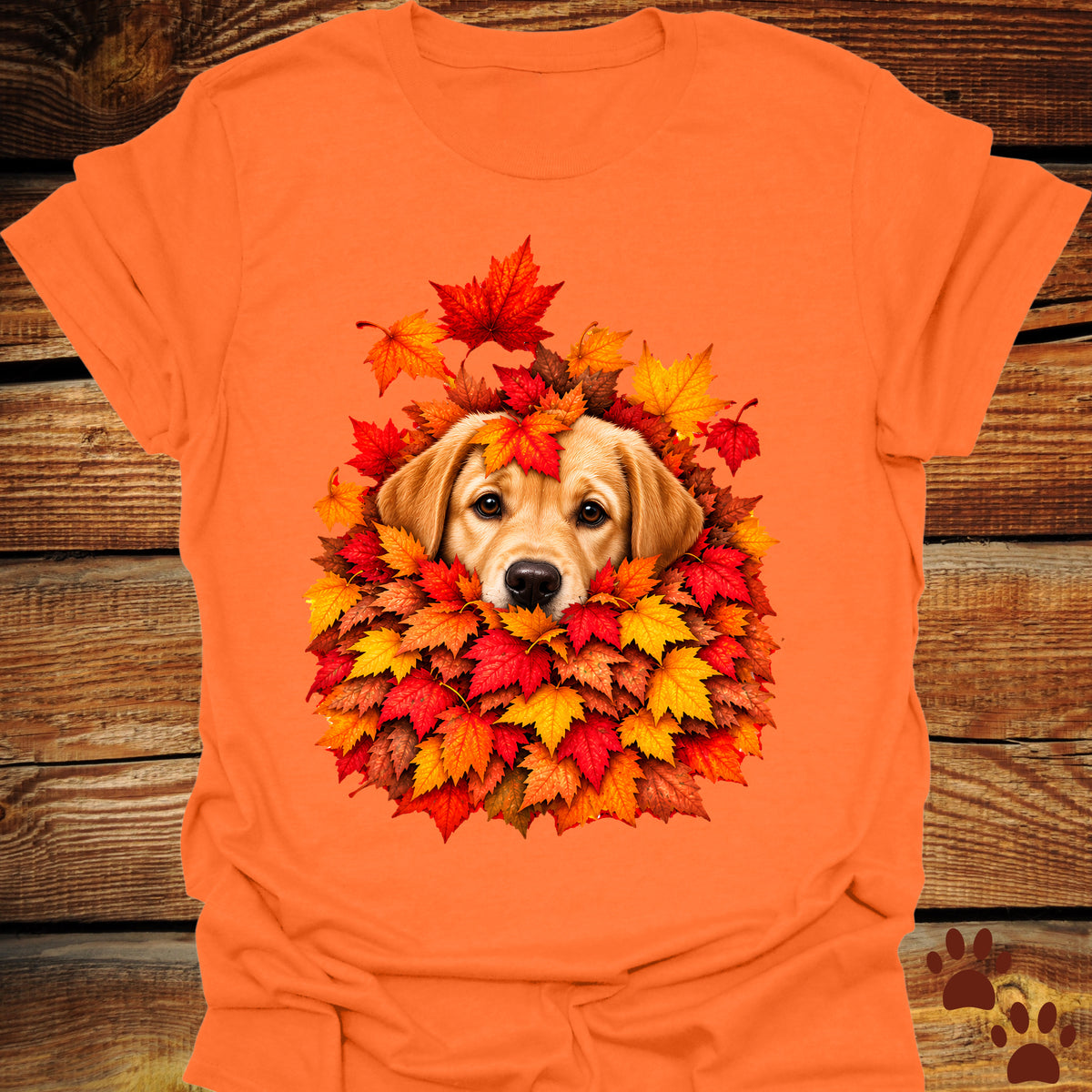 Yellow Labrador Retriever Leaf Pile T-Shirt - Front & Back Print