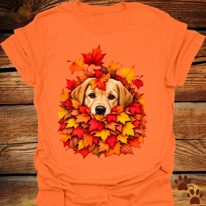Yellow Labrador Retriever Leaf Pile T-Shirt - Front & Back Print
