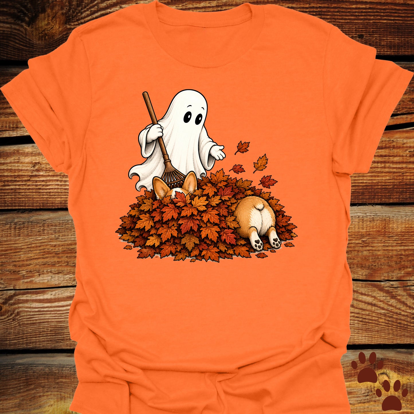 Corgi Leaf Pile T-Shirt