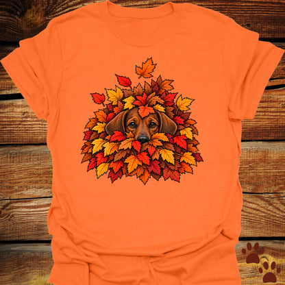 Dachshund Leaf Pile T-Shirt - Front & Back Print