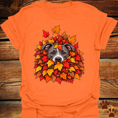 Pitbull Leaf Pile T-Shirt - Front & Back Print