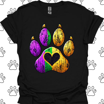 Distressed Mardi Gras Paw Print T-Shirt