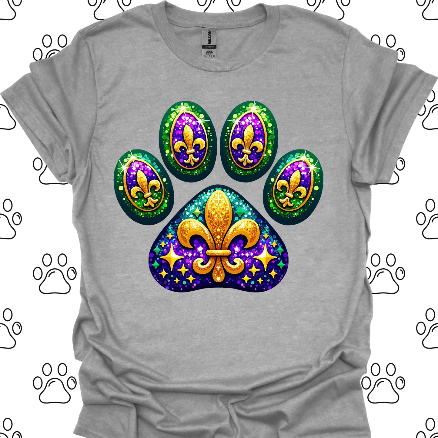 Mardi Gras Paw Print T-Shirt