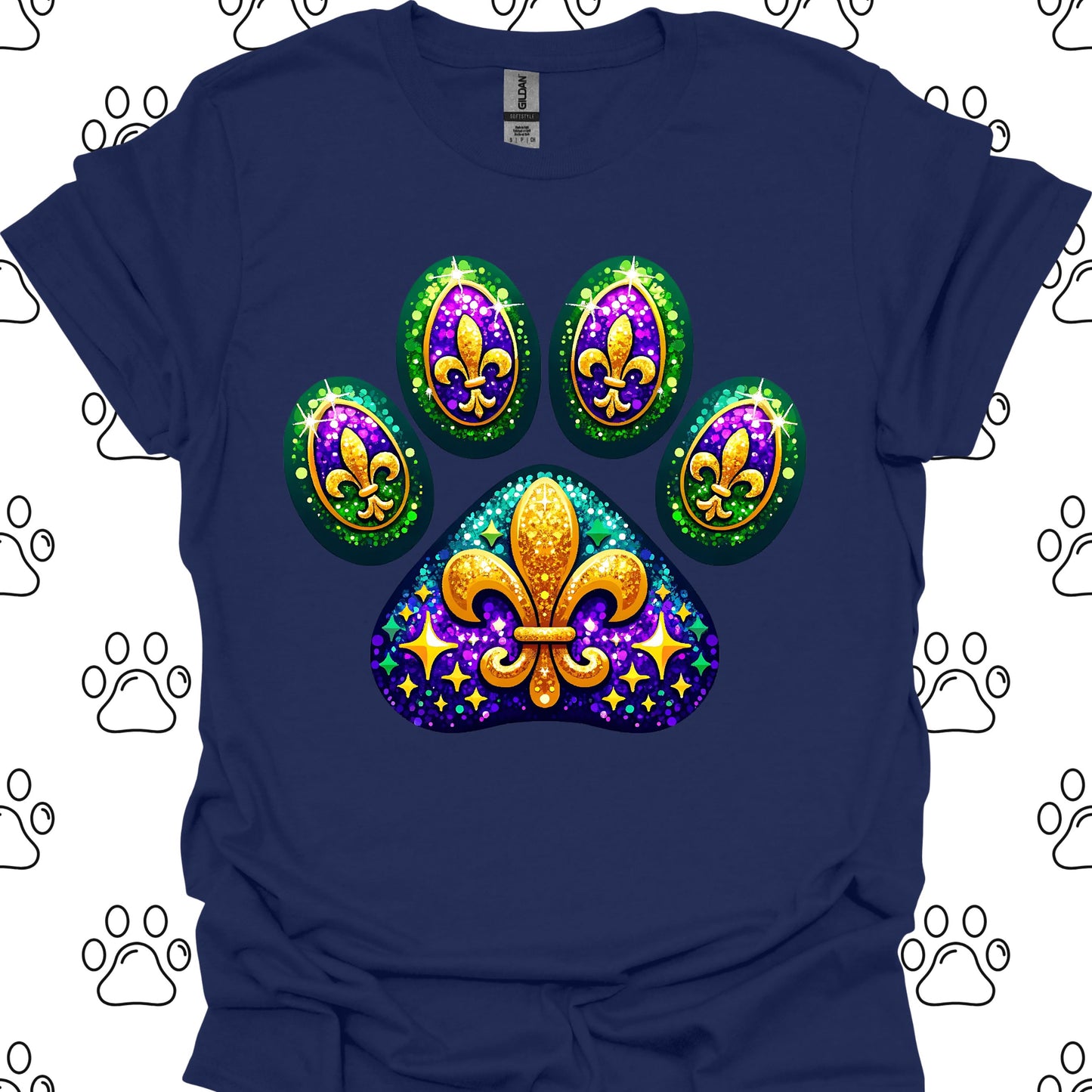 Mardi Gras Paw Print T-Shirt