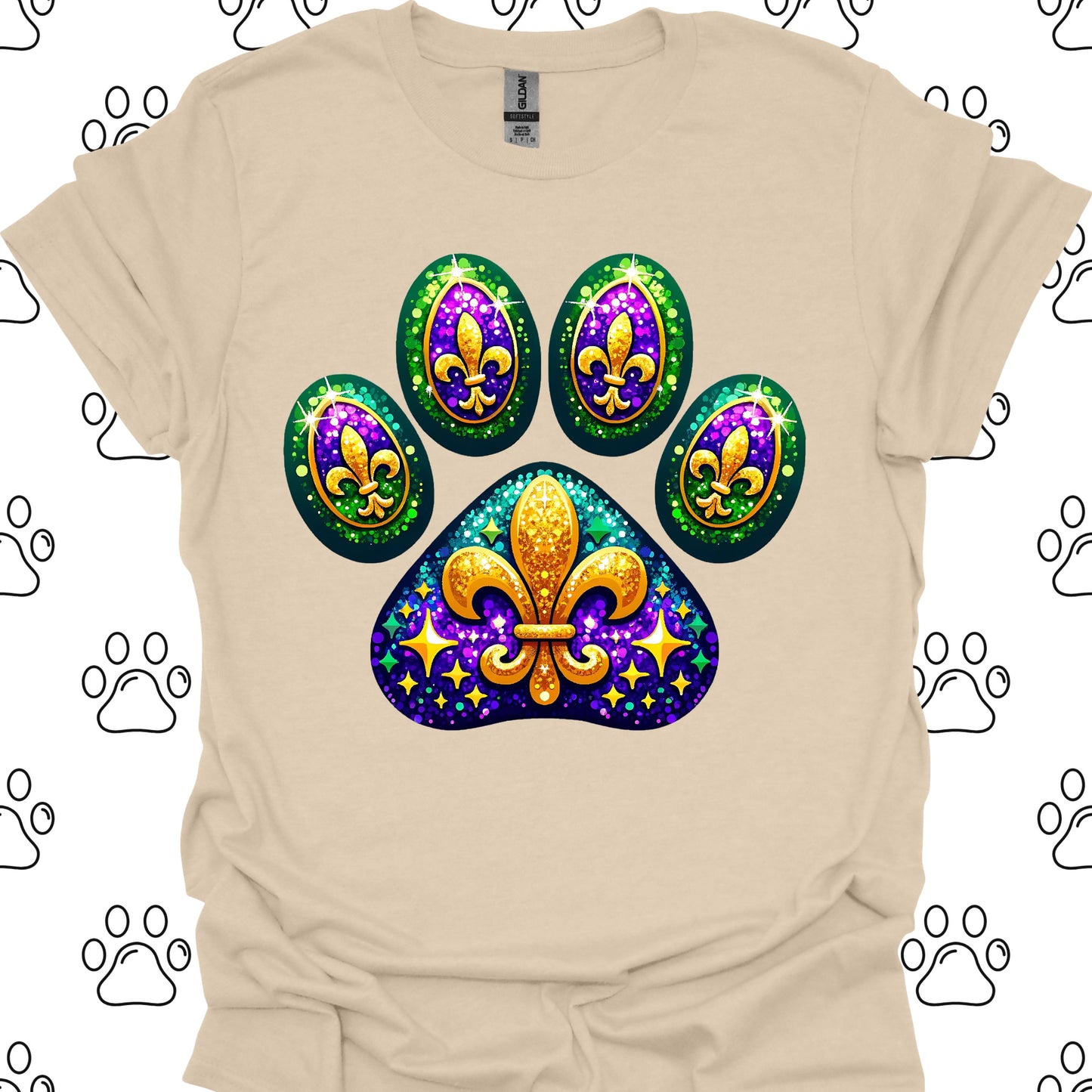 Mardi Gras Paw Print T-Shirt