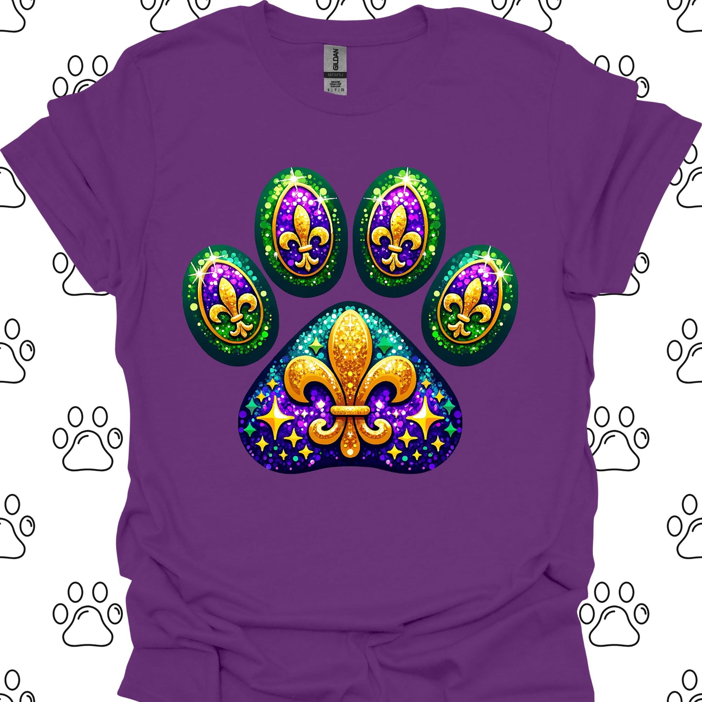 Mardi Gras Paw Print T-Shirt