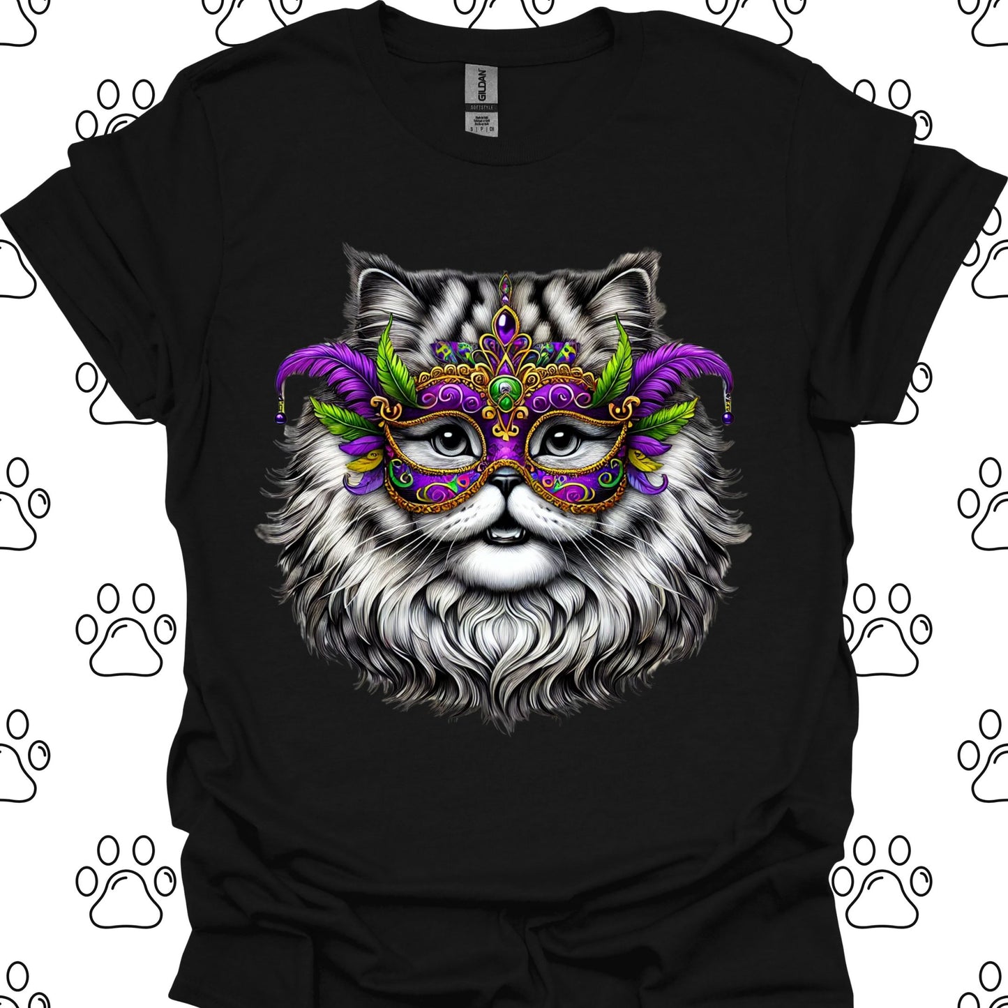 Persian Cat Mardi Gras Mask T-Shirt