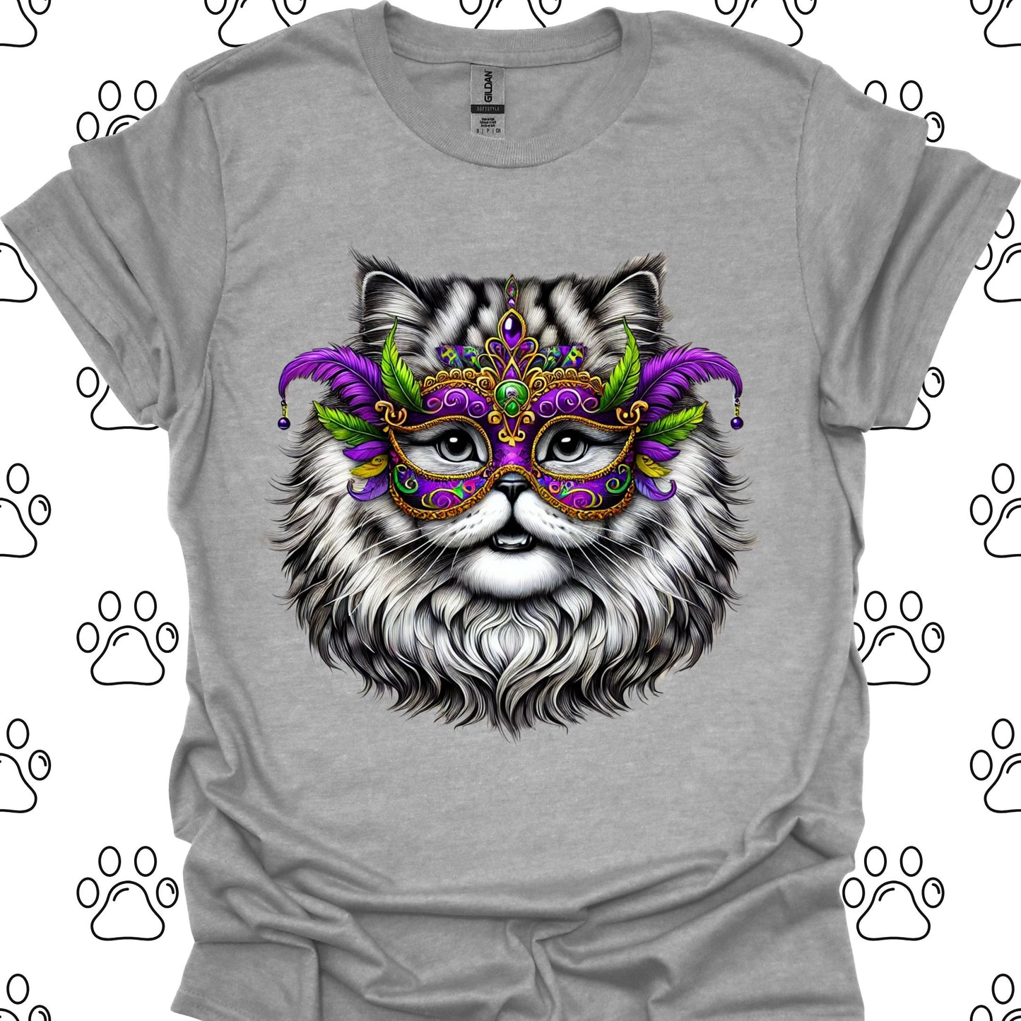 Persian Cat Mardi Gras Mask T-Shirt