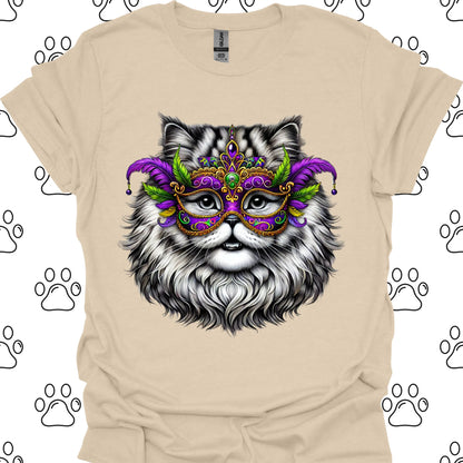 Persian Cat Mardi Gras Mask T-Shirt