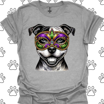 Pitbull Mardi Gras Mask T-Shirt