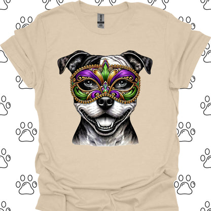 Pitbull Mardi Gras Mask T-Shirt