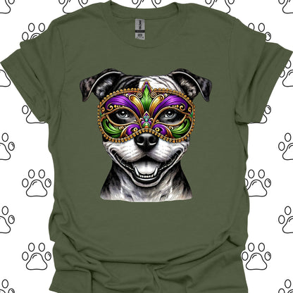 Pitbull Mardi Gras Mask T-Shirt