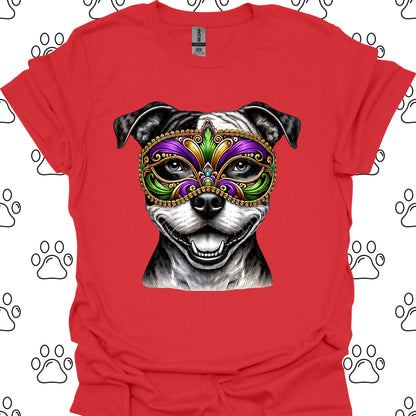 Pitbull Mardi Gras Mask T-Shirt