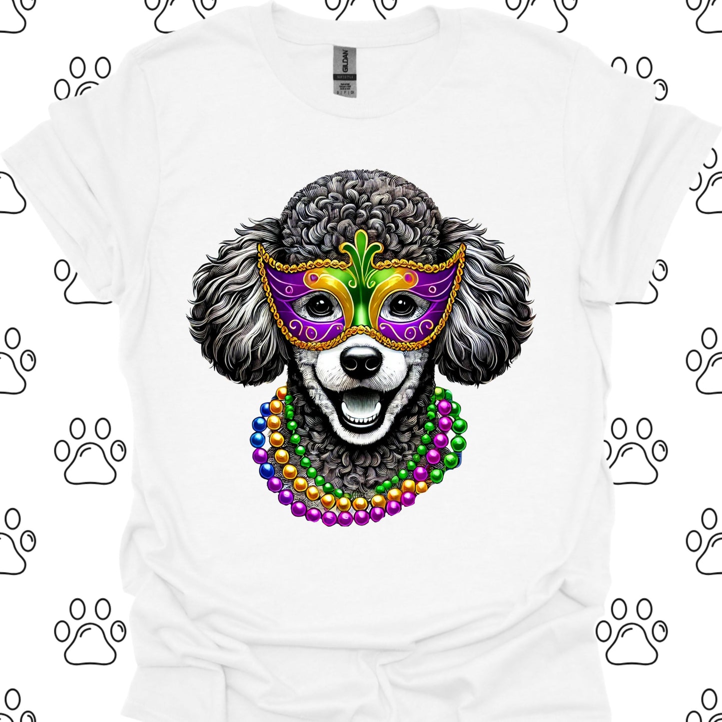 Poodle Mardi Gras Mask Beads T-Shirt