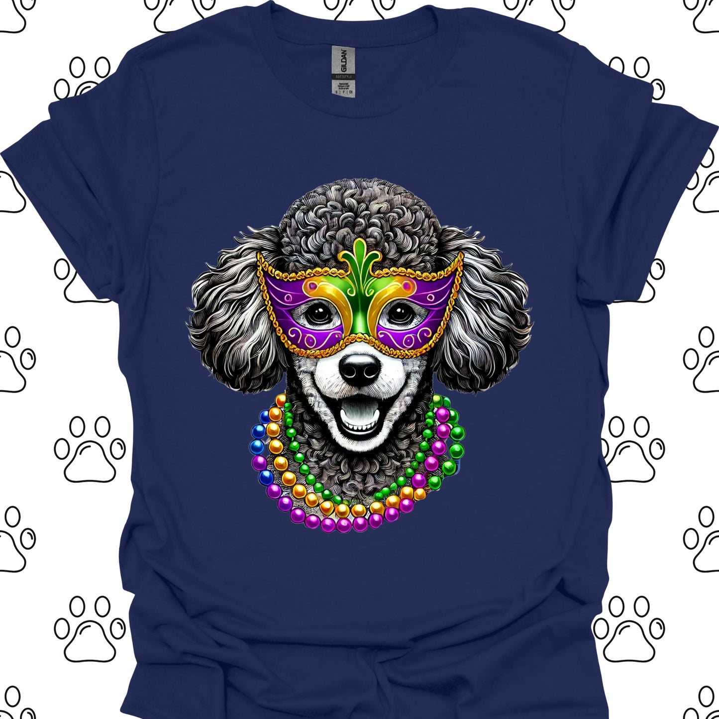 Poodle Mardi Gras Mask Beads T-Shirt