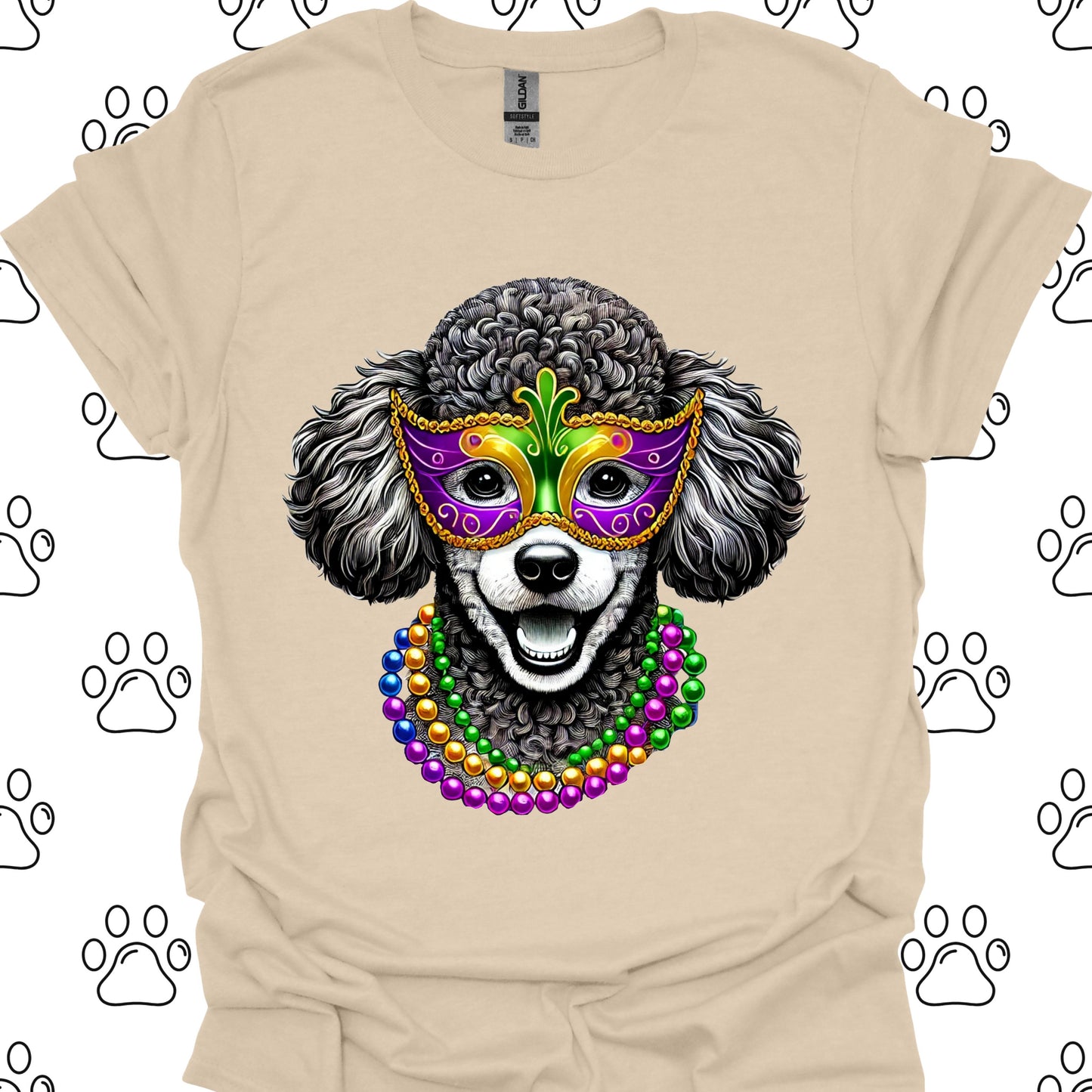 Poodle Mardi Gras Mask Beads T-Shirt