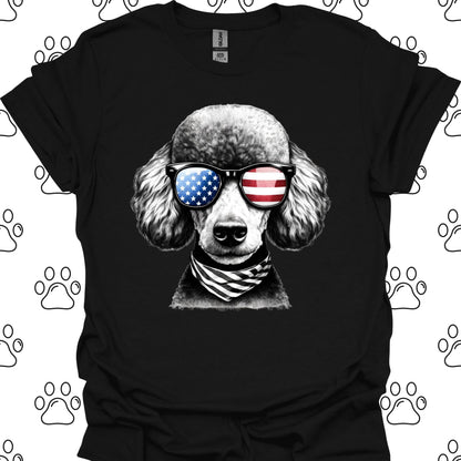 Poodle American Flag Sunglasses T-Shirt