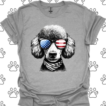 Poodle American Flag Sunglasses T-Shirt