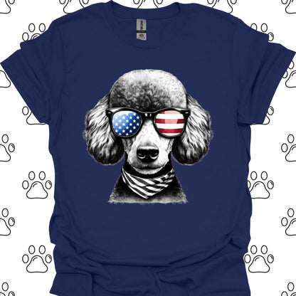 Poodle American Flag Sunglasses T-Shirt