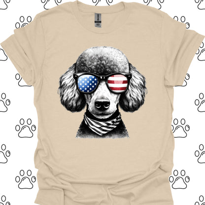 Poodle American Flag Sunglasses T-Shirt