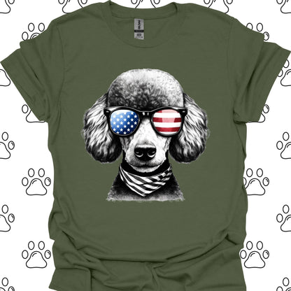 Poodle American Flag Sunglasses T-Shirt