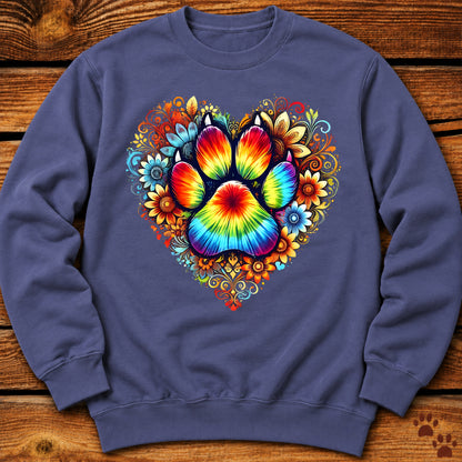 Rainbow Paw Print Heart Crewneck