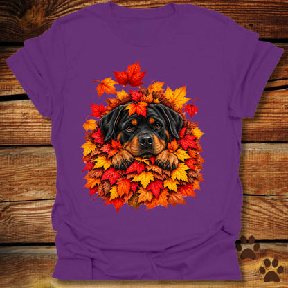 Rottweiler Leaf Pile T-Shirt - Front & Back Print