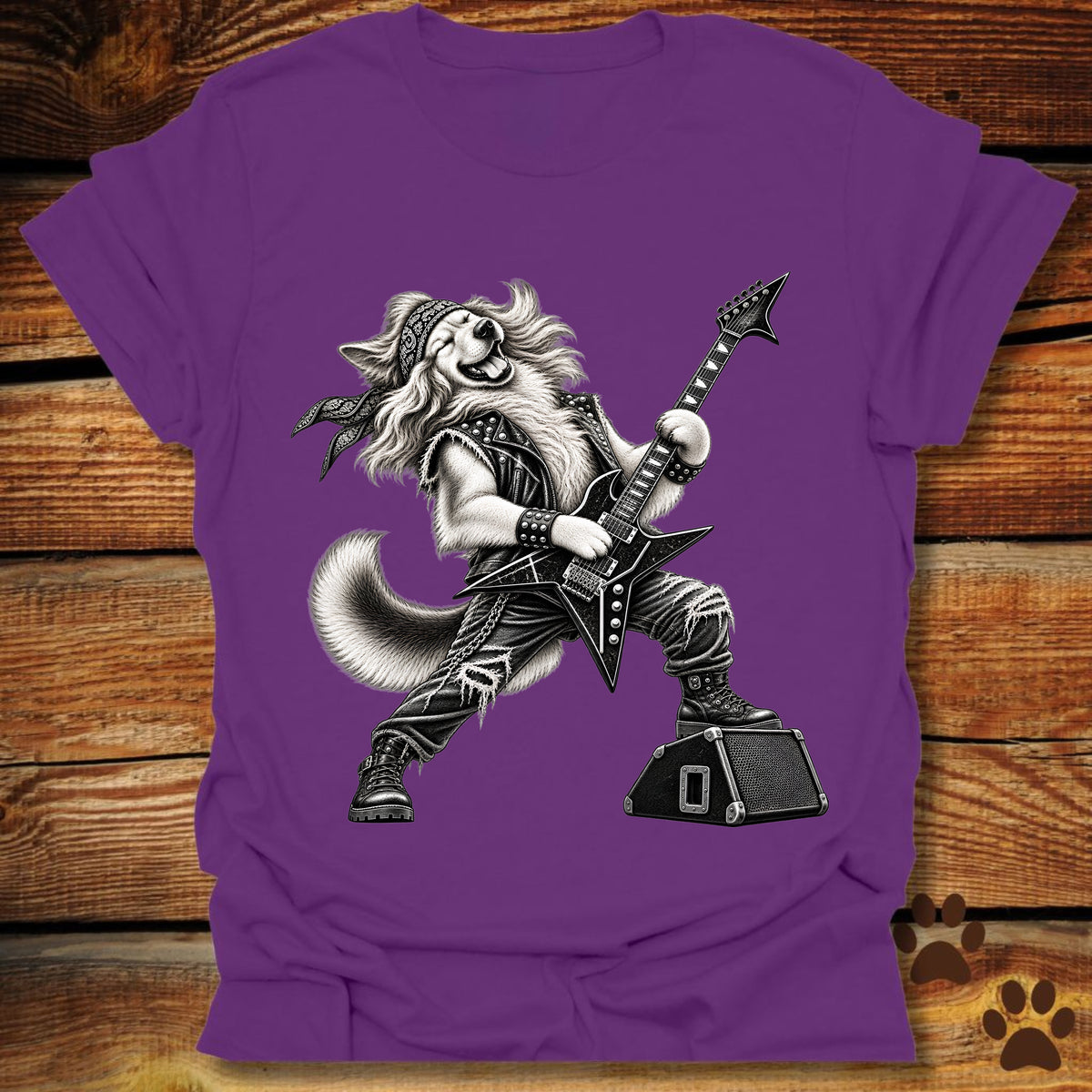 Golden Retriever Heavy Metal Guitar T-Shirt