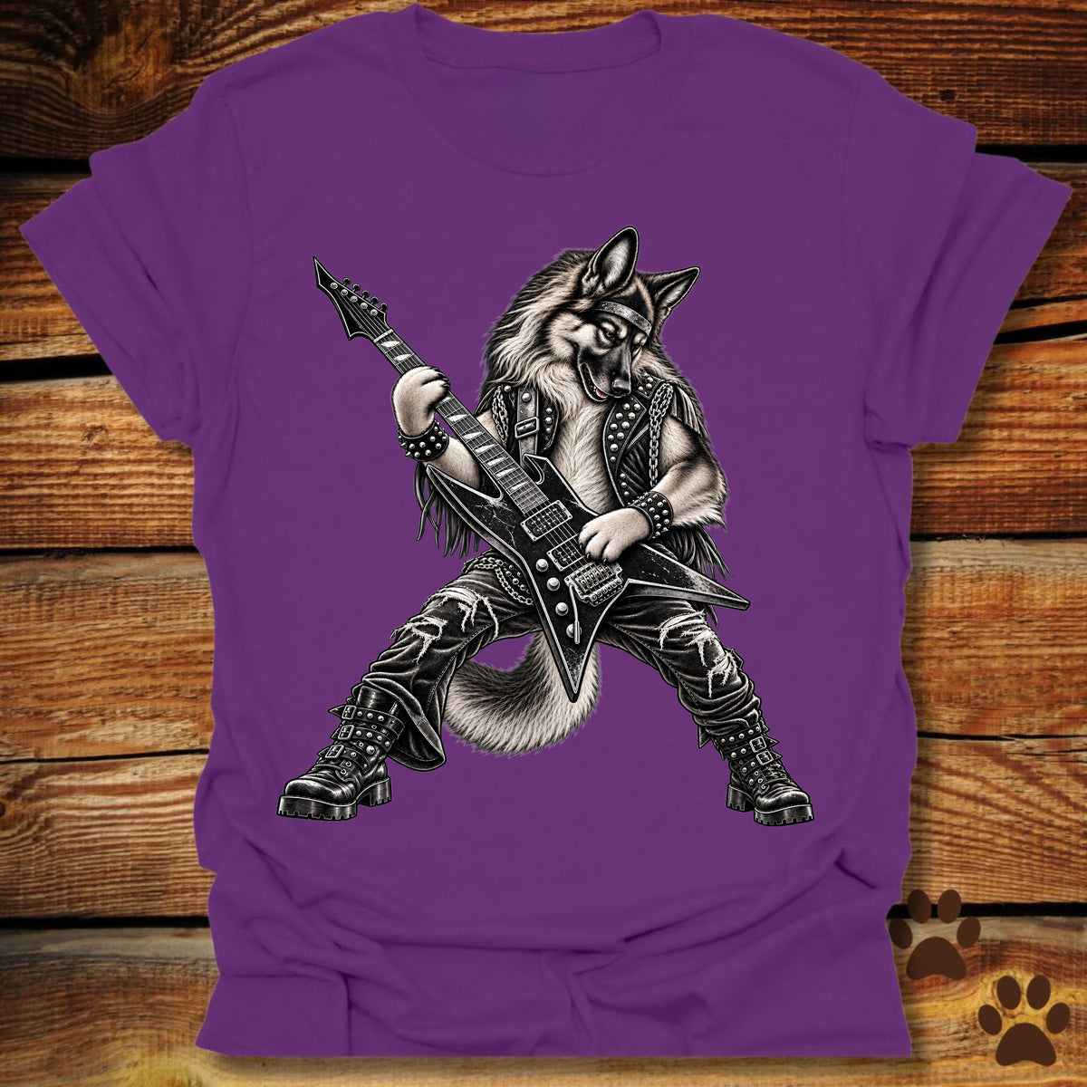 German Shepherd Heavy Metal Guitar T-Shirt
