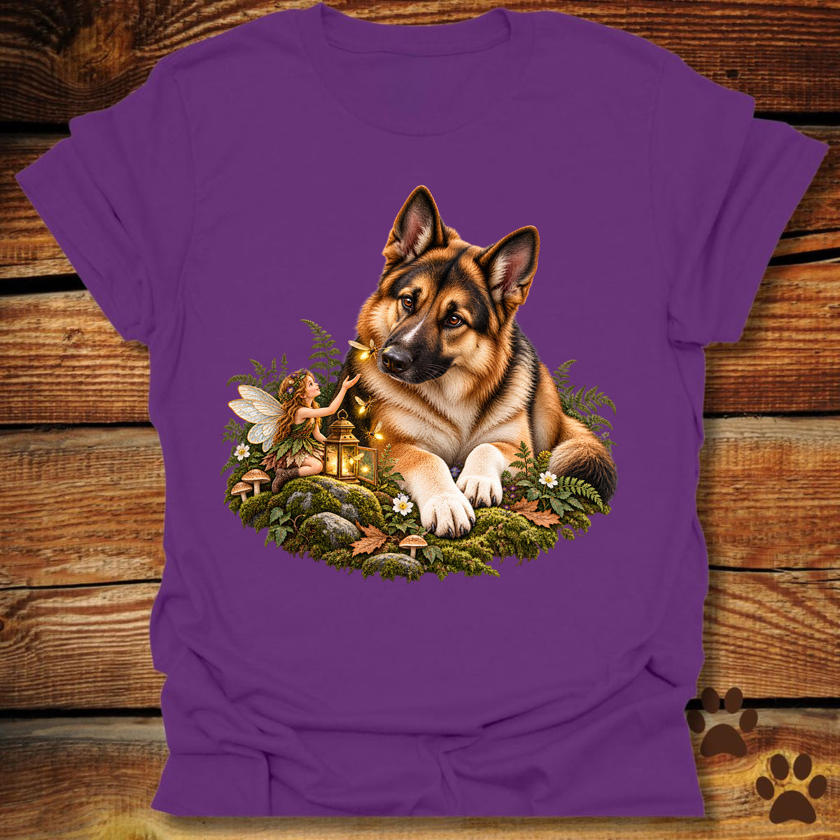 German Shepherd and Fairy Fireflies T-Shirt