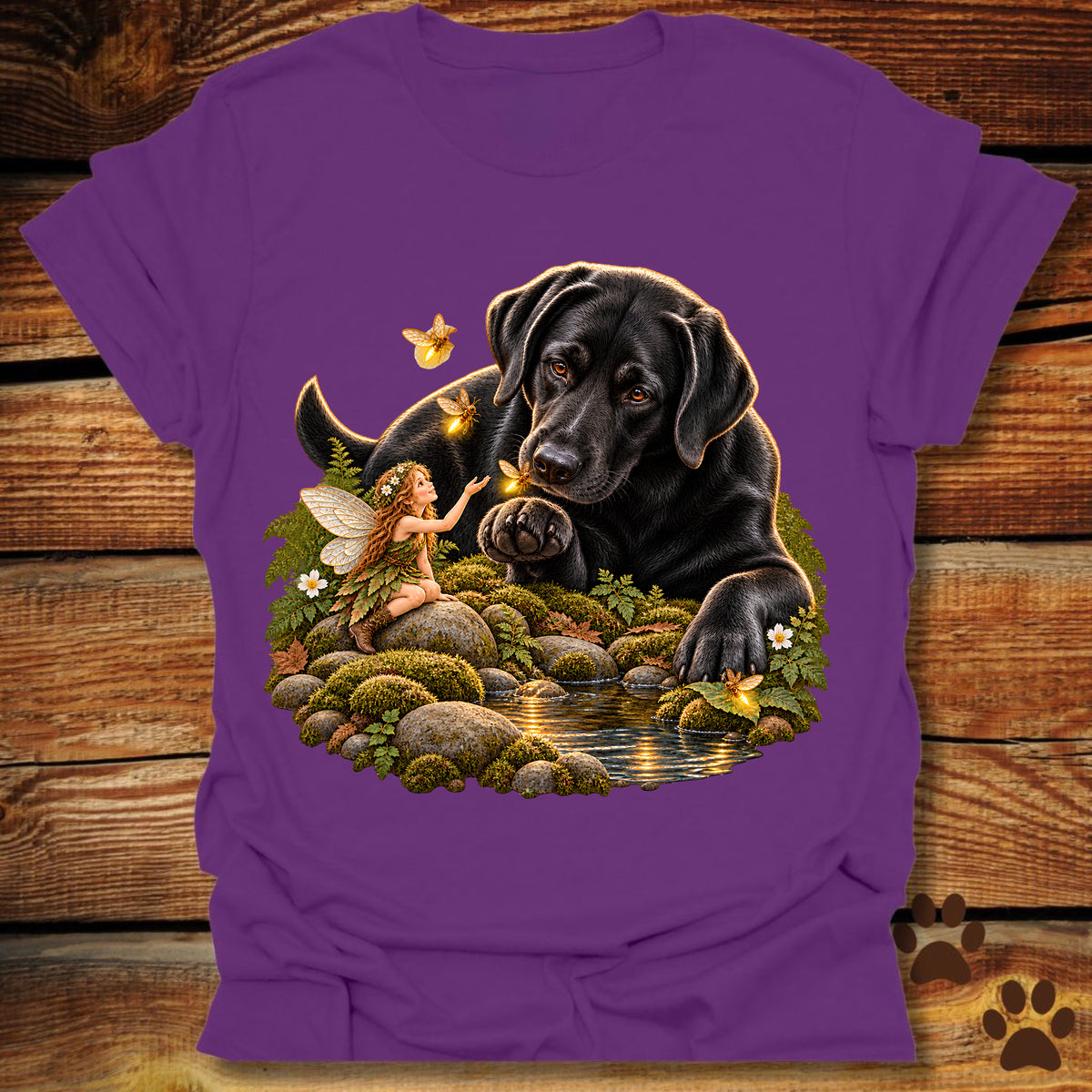 Black Lab and Fairy Fireflies T-Shirt