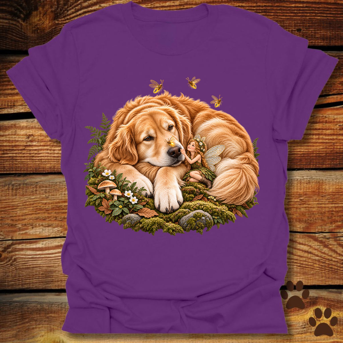 Golden Retriever and Fairy Fireflies T-Shirt
