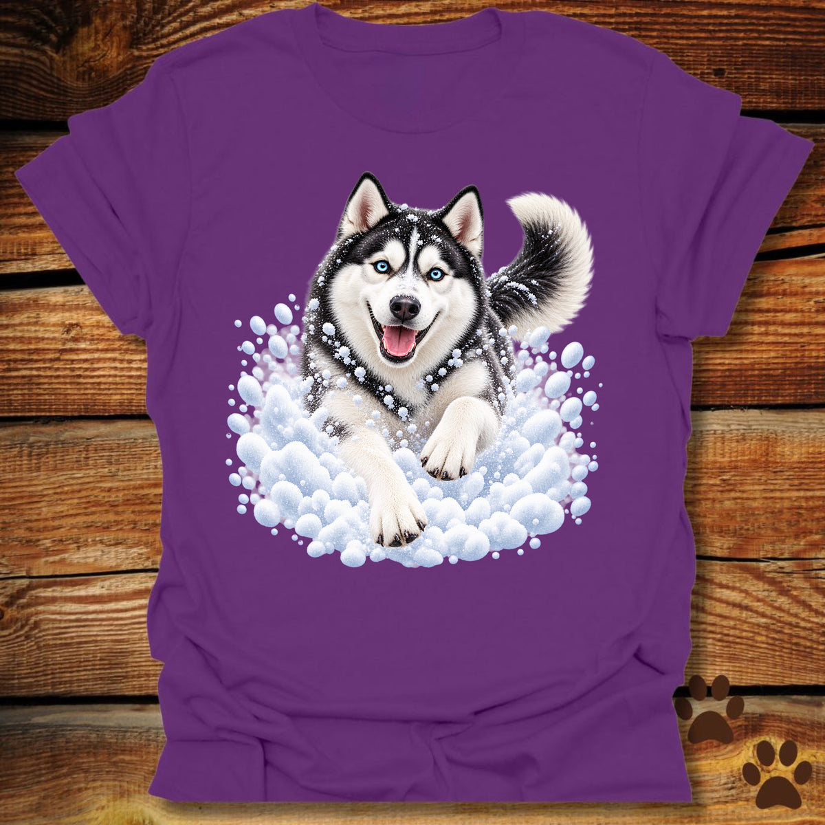 Siberian Husky Snow Day T-Shirt - Front & Back Print
