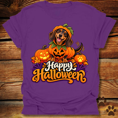 "Happy Halloween" Dachshund Pumpkin T-Shirt