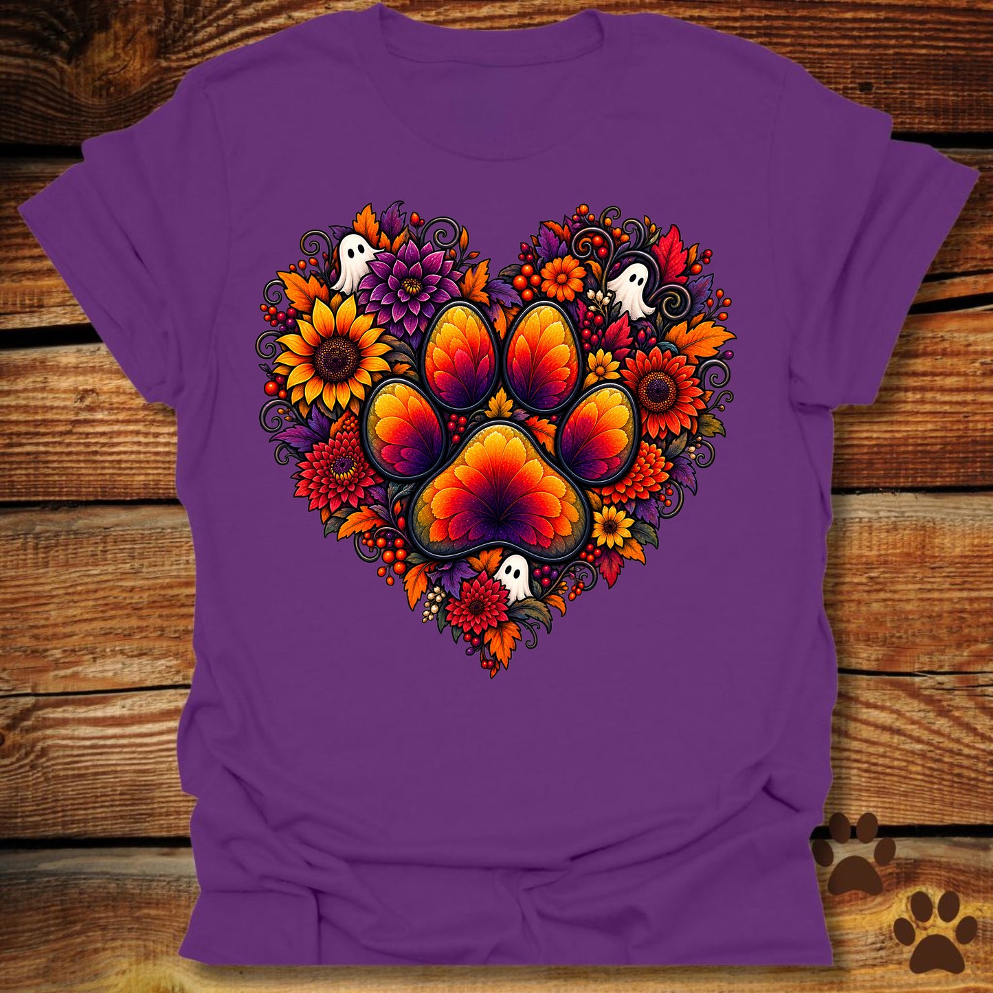 Hidden Ghost Paw Heart T-Shirt