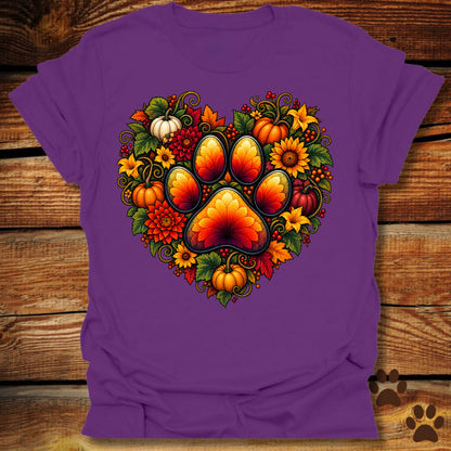 Autumn Paw Print Heart T-Shirt