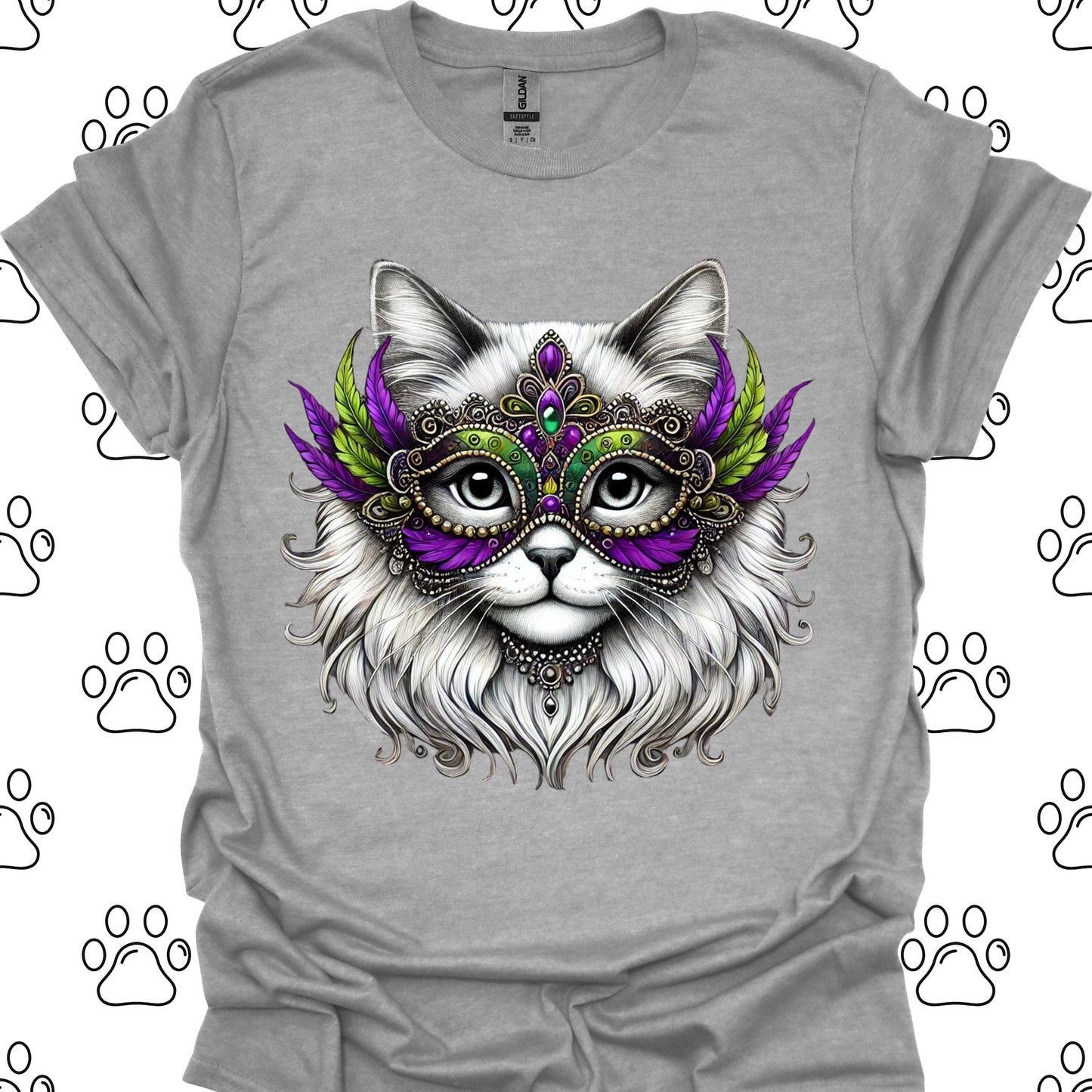 Ragdoll Cat Mardi Gras Mask T-Shirt