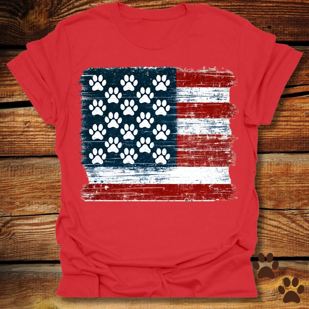Patriotic Paw Print American Flag Shirt